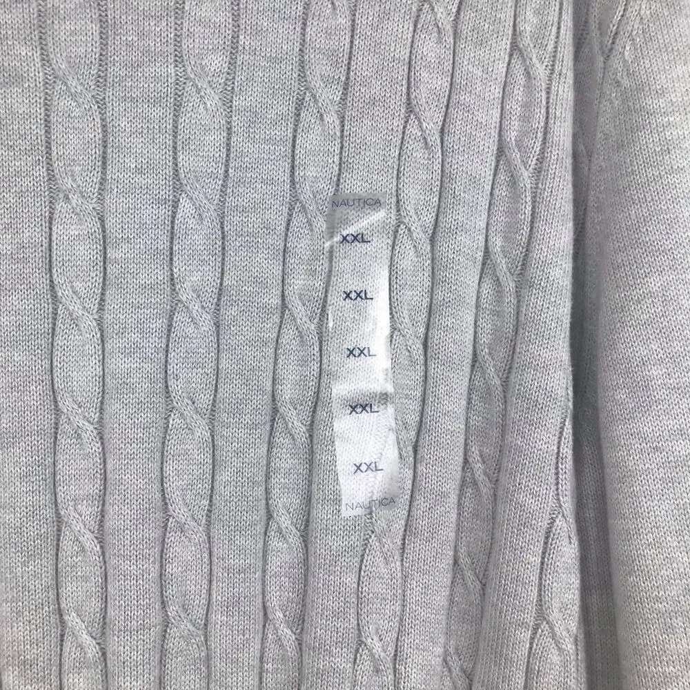 Nautica Gray Cable Knit Crew Neck Sweater NEW